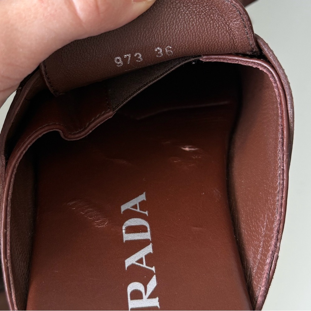 Like new PRADA Brown Leather Fringed Shuffle Mules $1,250 36 - Picture 11 of 16